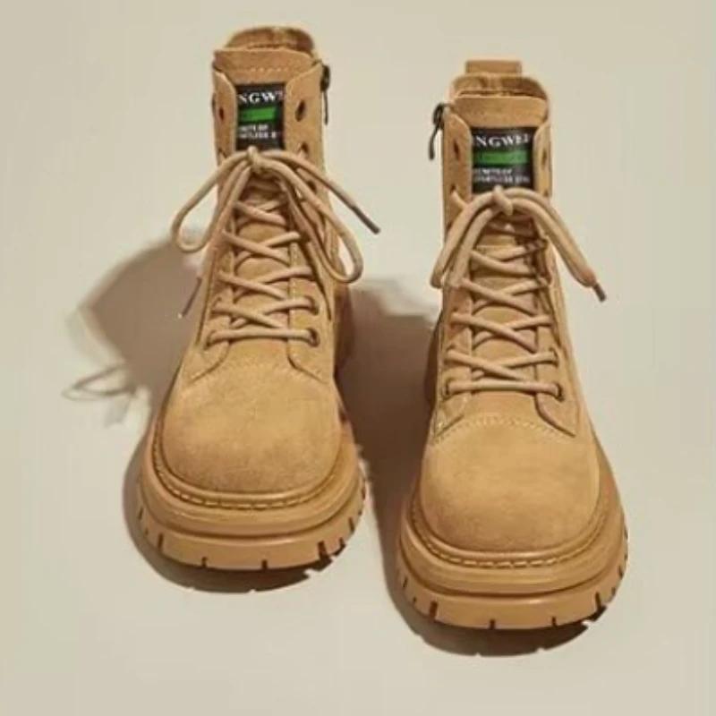 

Женские ботинки Martin, новые зимние рабочие ботинки средней высоты, желтые, с толстой подошвой, с короткой подкладкой из полиэстера, стелька из ЭВА 40