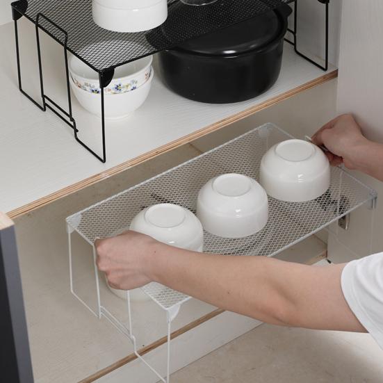 Counter Shelf Foldable Strong Bearing Space Saving Stable Non-slip Handle Multipurpose Iron Fine Mesh Counter Organizer Kitchen Supplies