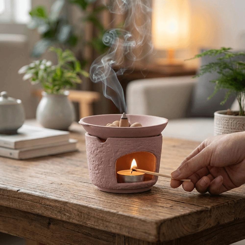 Ceramic Incense Burner Japanese Style Aromatherapy Stove Tea Warmer Tea Oven Tabletop