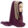 Chal de Gasa con Encaje para Mujer, Hijab Musulmán Bordado Elegante, Pañuelo para la Cabeza de Moda Modesta