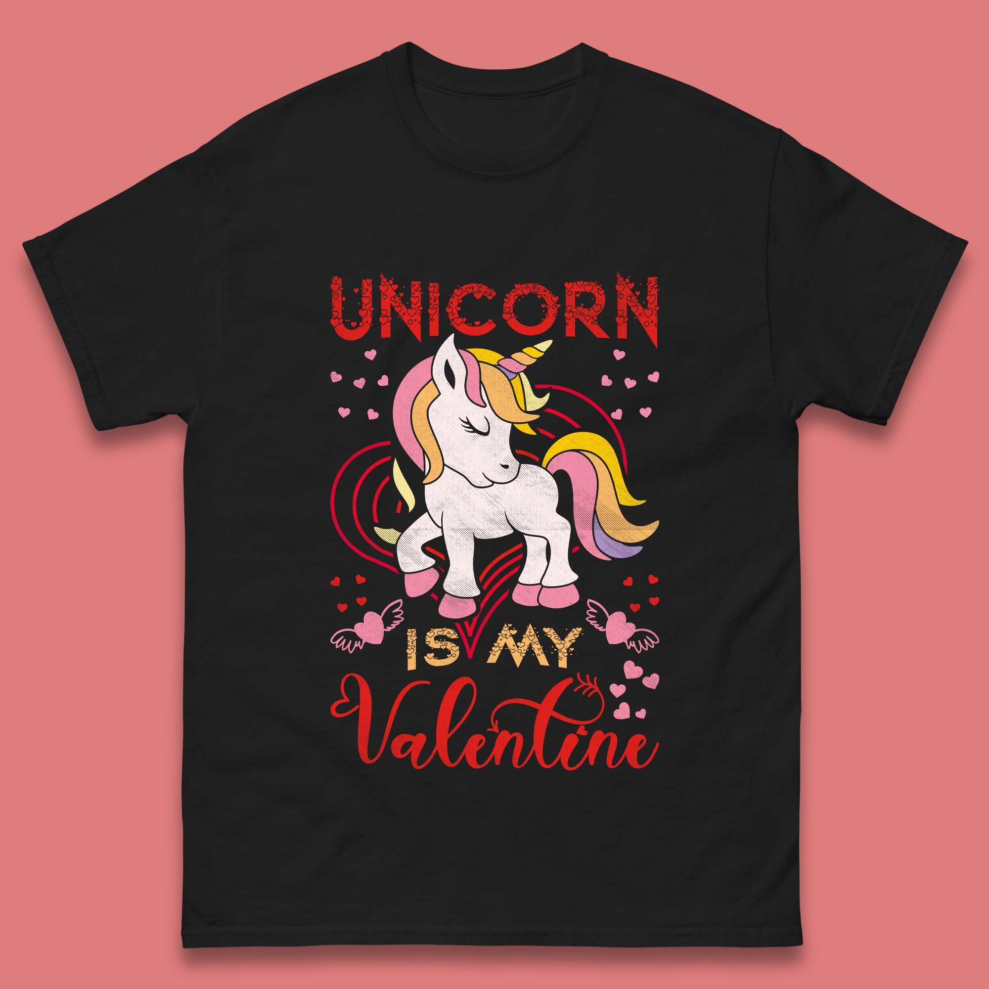 Unicorn Is My Valentine Mens T-Shirt Womens Tops Tees XL