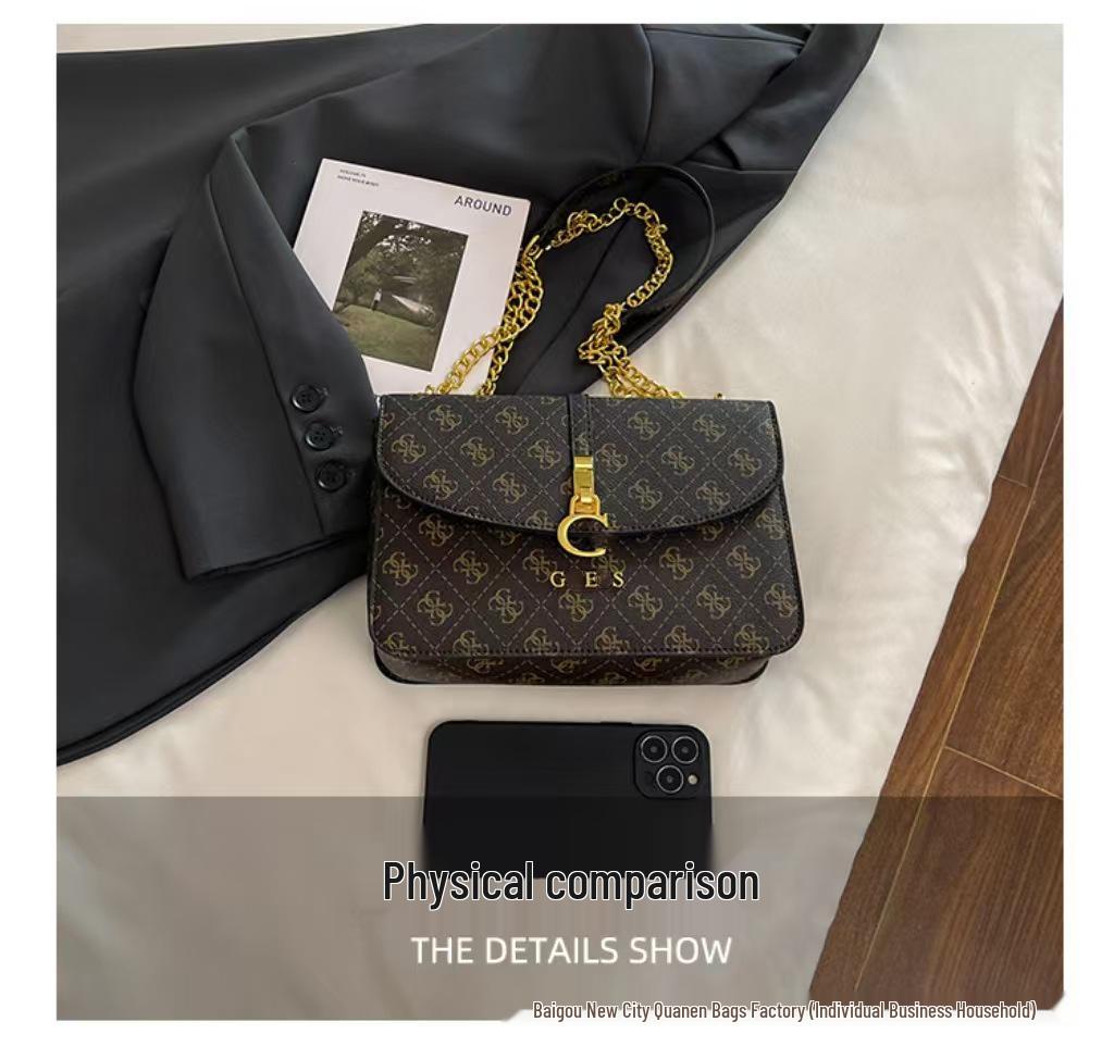 Bolsa Quadrada Pequena de Corrente Texturizada Moderna Europa & América - Moda Feminina 2025 Bolsa de Ombro & Transversal