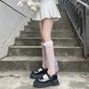 Black Streamer Half-length Stockings Women's Thin Summer Cute Medium Tube Calf Socks Lolita Bow Jk Long Socks