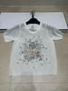 D Brand Women's European Style Luxury Knit Round Neck Short Sleeve T-Shirt