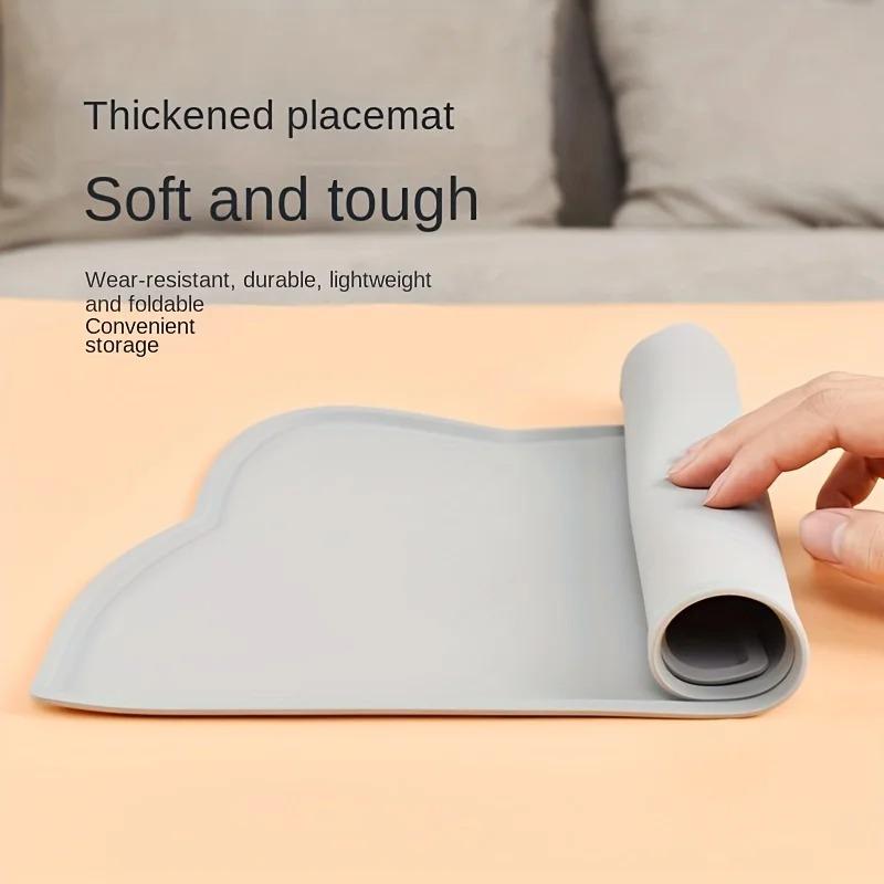 Waterproof Silicone Pet Feeding Mat - Thin with Raised Edge, Food/Bowl Placemat for Dogs & Cats, Anti-Spill