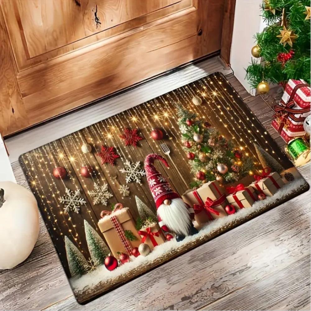 Quick Dry Xmas Non-slip Area Bath Rug Square Toilet Entrance Mud Mat Christmas Decorations