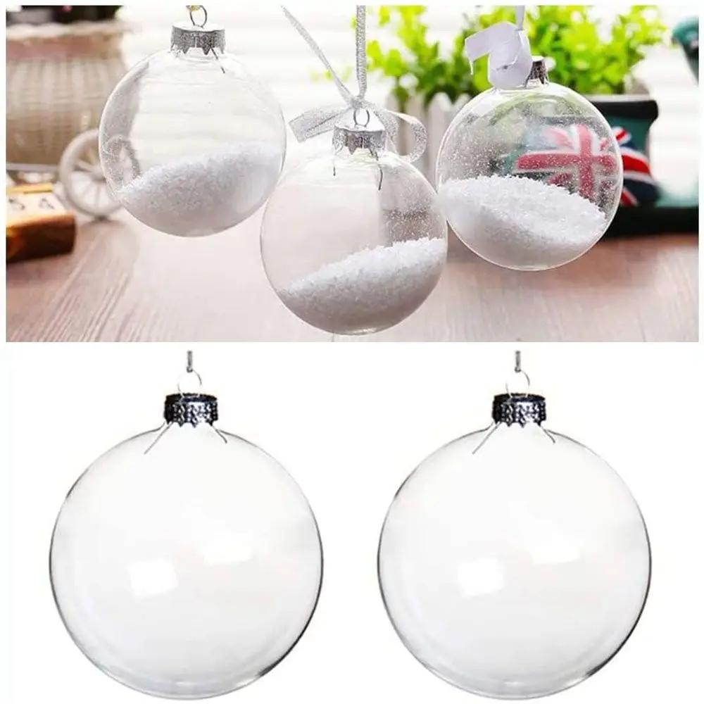 6Pcs Xmas Christmas Tree 6/8/10cm Ornament Hanging Clear Balls Plastic
