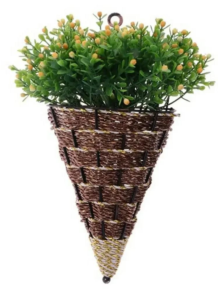 

Натуральный ротанг настенный горшок подвесной цветочный горшок вешалка садовое настенное украшение кашпо для комнатных растений коричневый