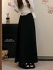 Korean Style High Waist Wool Midi Skirt - A-Line, Solid Color, Chic Slimming Skirt for Women, Autumn/Winter.