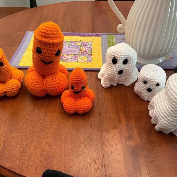 Handmade Crocheted Halloween Pumpkin Ghost Decoration Ornaments