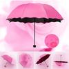 Kreativer Regenschirm Wasserblühender Regenschirm 3-fach Faltbarer Sonnen-Regen-Schirm Winddicht Manueller Regenschirm für Frauen Outdoor