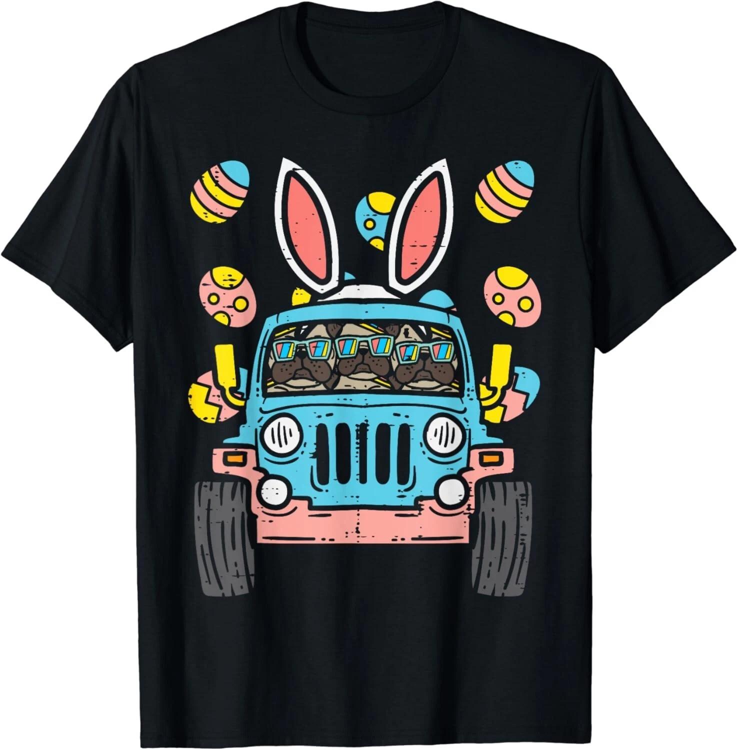 Pugs Monster Truck Bunny Ears Eggs Easter Egg Hunt Boys Gift Unisex T-Shirt S