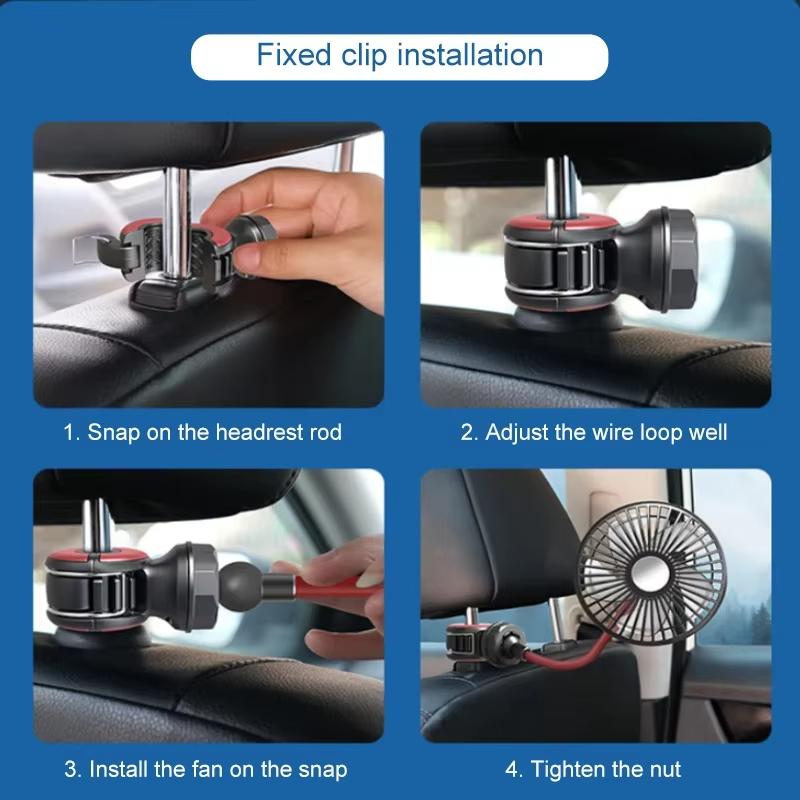Summer Multidirection Car Back Seat Fan 3-speed Wind Adjustment USB Auto Cooling Fans 5 Fan Blades for Summer Car Accessories