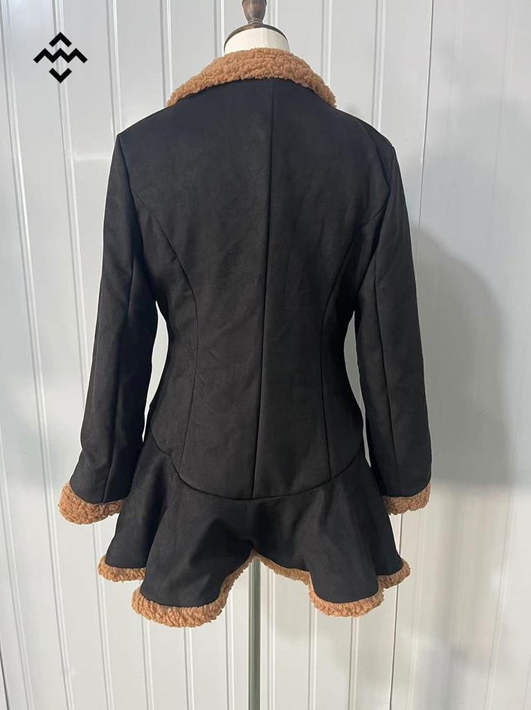 Women's Leather and Velvet Windbreaker Fur Coat - Thickened Jacket for Autumn and Winter