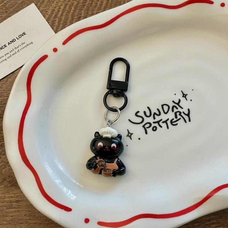 Black Cat Keychain Cute Cartoon Bag Pendant Keychain for Backpack Wallet Handbag Girlfriend Gift