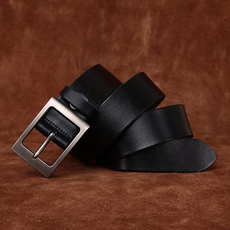 Retro Fashion Guochao Versatile Denim Casual Belt Men'S Genuine Leather Pin Buckle First Layer Cowhide Men'S Belt Men'S