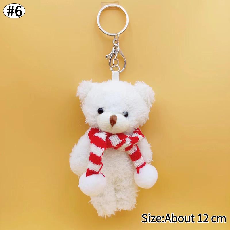 Cute Bear Xmas Bag Hanging Pendent Handmade New Year Creative Christmas Eve Party Gift Plush Bear Christmas Tree Keychain Decor