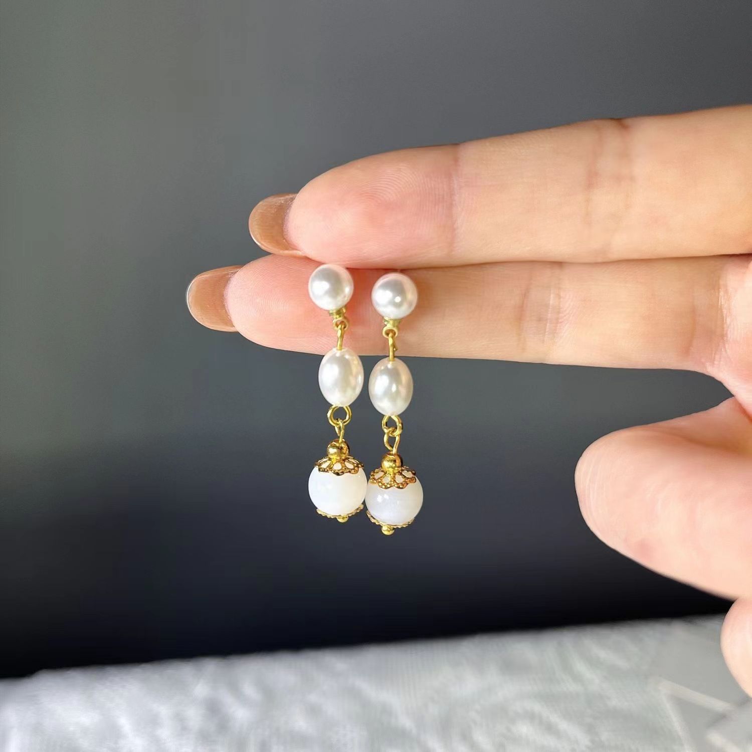 Серьги с искусственным жемчугом женские ретро Ханфу серьги из белого нефрита темпераментные новые модные серьги-капли с жемчугом Сюхэ