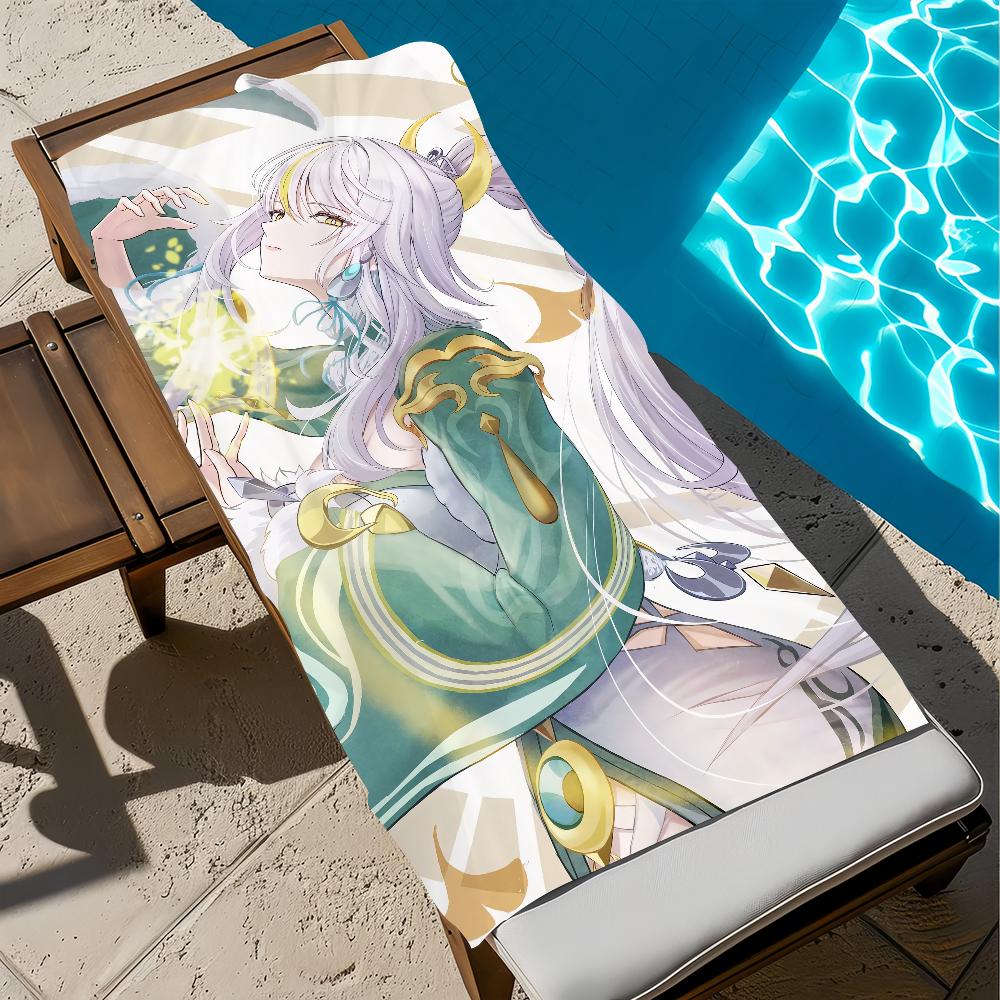 Genshin Impact Zibai Handtuch Strand Schnelltrocknend Weich Poolhandtücher Geschenk für Reise Fitnessstudio Dusche Camping Sport