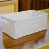 Washable PP Cotton & Linen Storage Basket with Handle - Foldable Organizer for Clothes, Pants, and Underwear.