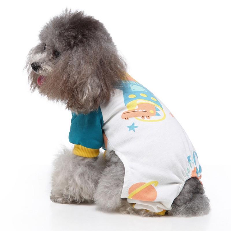 Pet Dog Cat Four-Legged Cotton Knit Pajamas Striped Print Home Outfit Small Medium Large Dogs
