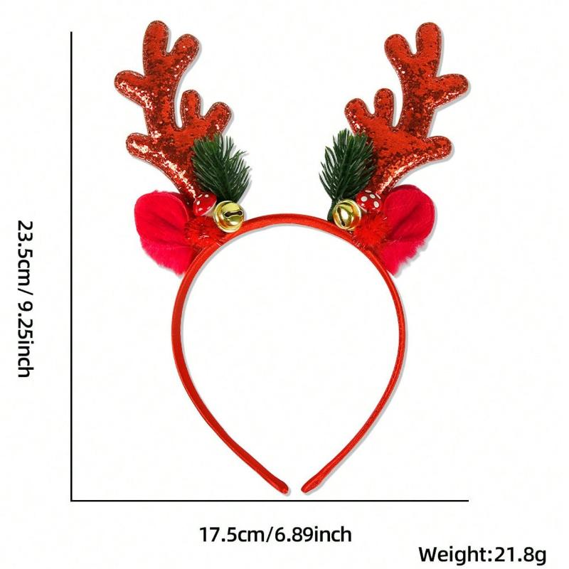 1pc Women Cute Deer Antler Headband, Polyester Christmas Party Hair Accessories Hair Hoop ,Christmas Decorations Home Holiday Essential