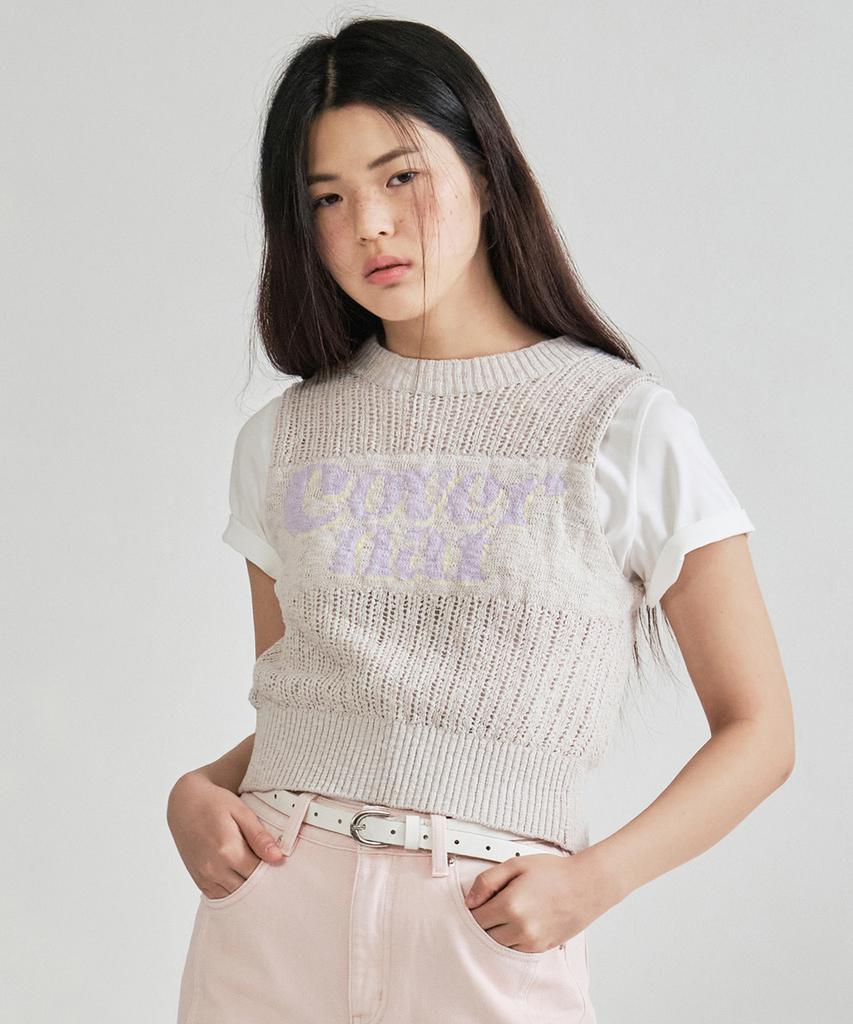 COVERNAT WOMAN Two-Way Knit Vest Oatmeal