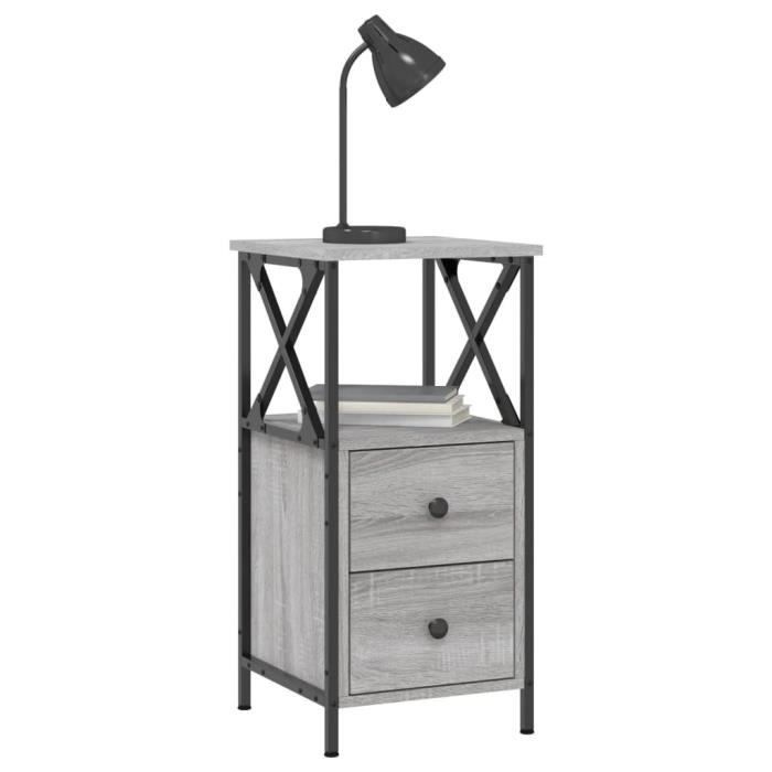 VidaXL Bedside Table Sonoma Grey 34x35.5x70 Cm Engineered Wood 825949