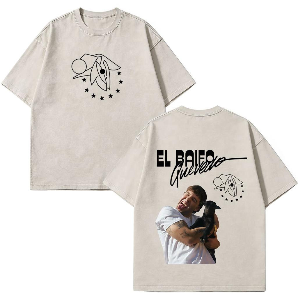 Quevedo El Baifo Album 2026 Tour Graphics Vintage Washed T Shirt Men Women Fashion Tshirt Shortsleeved Loose Cotton Tshirts