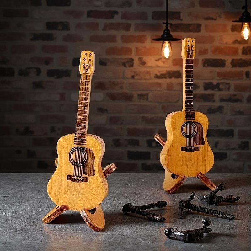 Vintage Style Guitar Pick Gift Set Handcrafted Wooden Box Great for Dad Boyfriend Brother and Music Enthusiasts