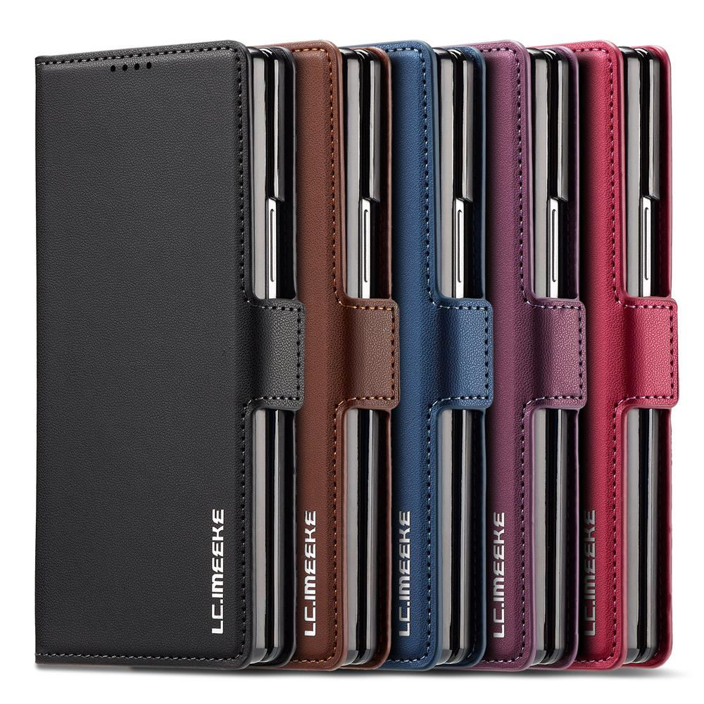 Wallet PU Leather Phone Case with Pen Slot Card Holder For Samsung Galaxy Z Fold 7 6 5 4 3 Fold7 Fold6 Fold5 Fold4 Fold3 5G
