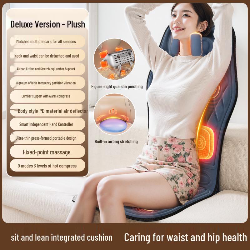 Enlong Multifunctional Heated Vibration Neck & Back Massager Cushion for Car and Home Use