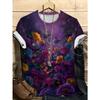 Summer Round Neck Flower Pattern 3D Print Top Fashionable Casual Short Sleeved Women's T-shirts