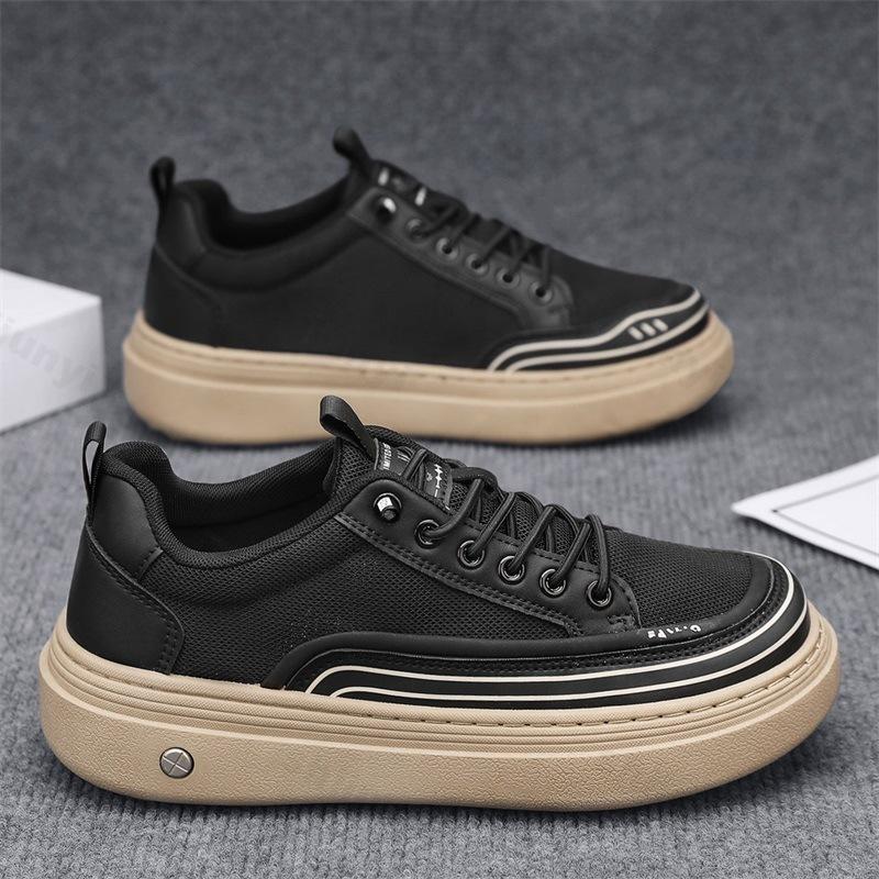 

2026 Autumn New Men s Mesh Breathable Casual Low Top Sports Shoes Fashi Niche Designed Versatile Comfortable Platform sneakers 39 чёрный