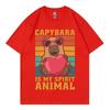 Cute Heart Holding Capybara Funny Graphic T Shirts Men Women Clothing Harajuku Y2k T-shirt Fashion Short Sleeve T-shirts