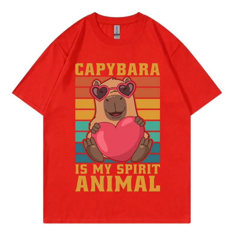 Cute Heart Holding Capybara Funny Graphic T Shirts Men Women Clothing Harajuku Y2k T-shirt Fashion Short Sleeve T-shirts