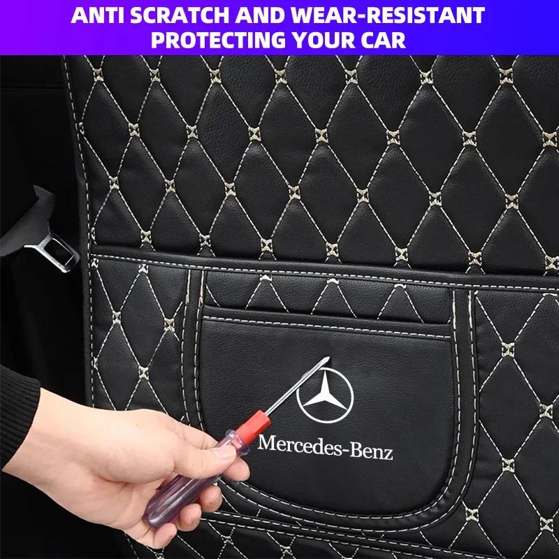 For Benz GLC GLK 1PCS Car Seat Back Anti Kick Mats Protector Cover Seat Storage Kick Pads For Mercedes Benz AMG A Class W201 W10