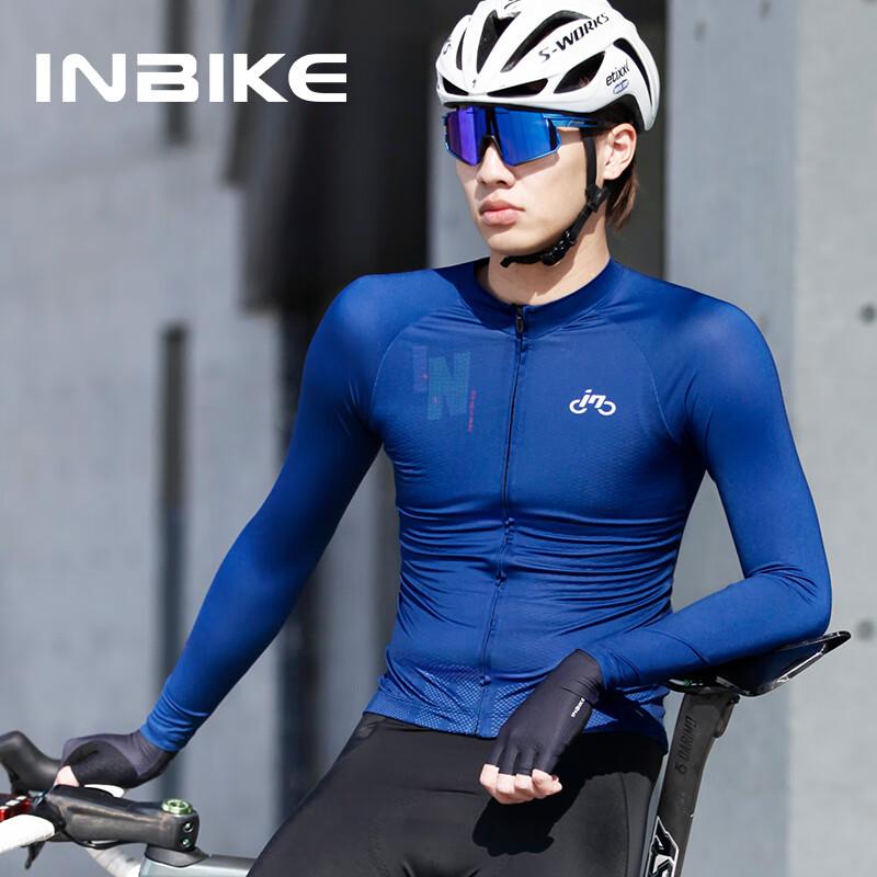 Long-Sleeve Cycling Jersey for Men, Spring And Summer Quick-Dry Top, Professional Tight-Fitting Road Bike Mountain Bike Geometry Navy Blue L