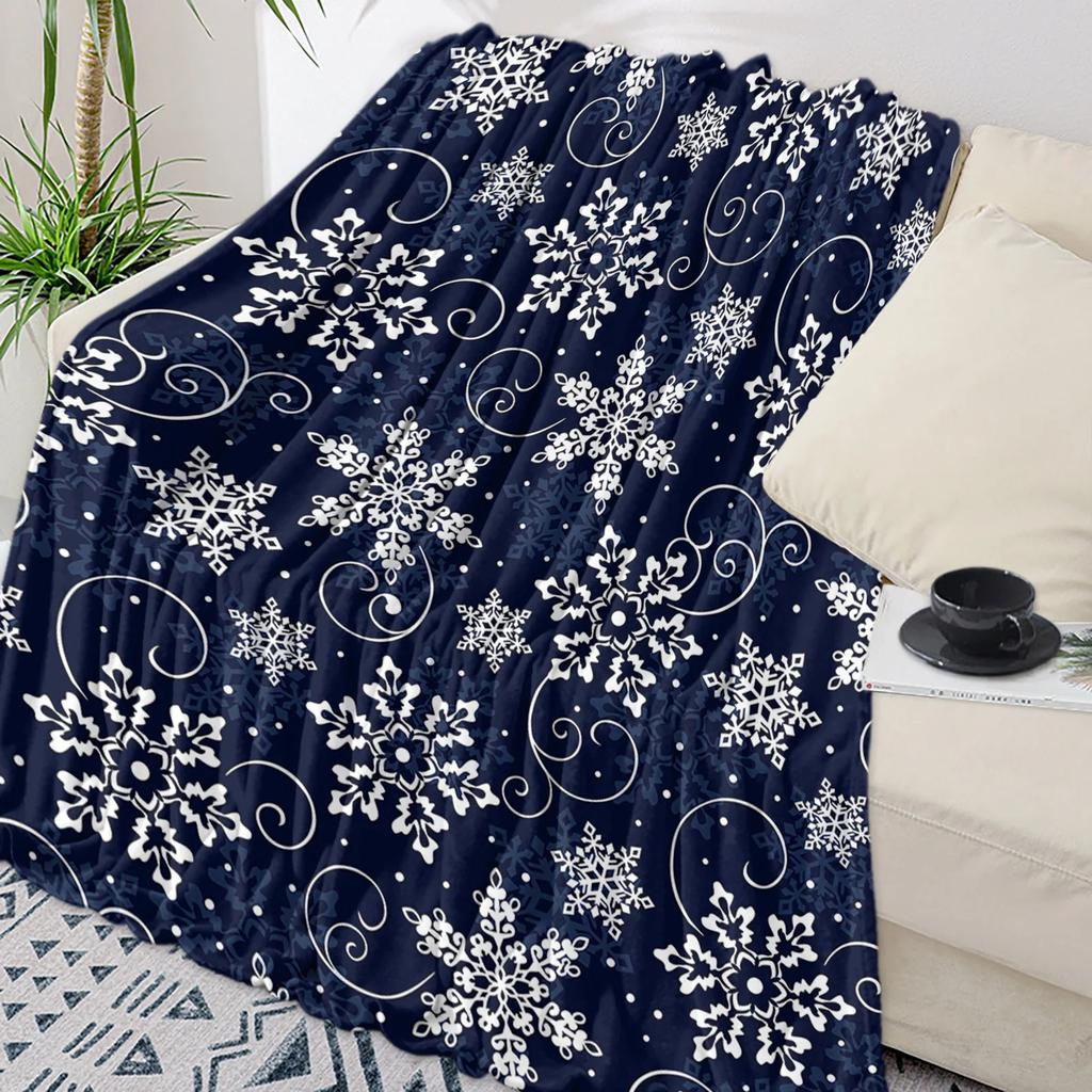 Christmas Golden Snowflake Texture Throw Blanket Christmas Blanket Soft Plush Warm Sofa Throw Blanket Holiday Gifts