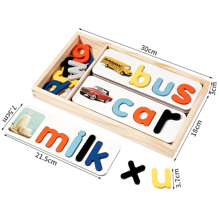 Wooden Alphabet Spelling Puzzle Toy for Toddlers Montessori Educational Word Learning Matching Game For Kids Boys Girls Gift