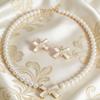 Niche Luxury Design Butterfly Pearl Necklace & Elegant Bow Earrings Set for Women