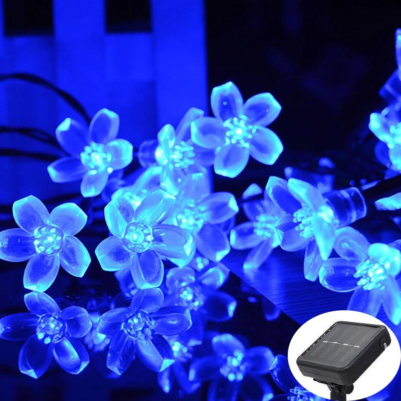 1pc 5/7/12/22M Solar String Sakura Lights 20/50/100/200LEDS Outdoor Waterproof Festival Garden Decorative Lights