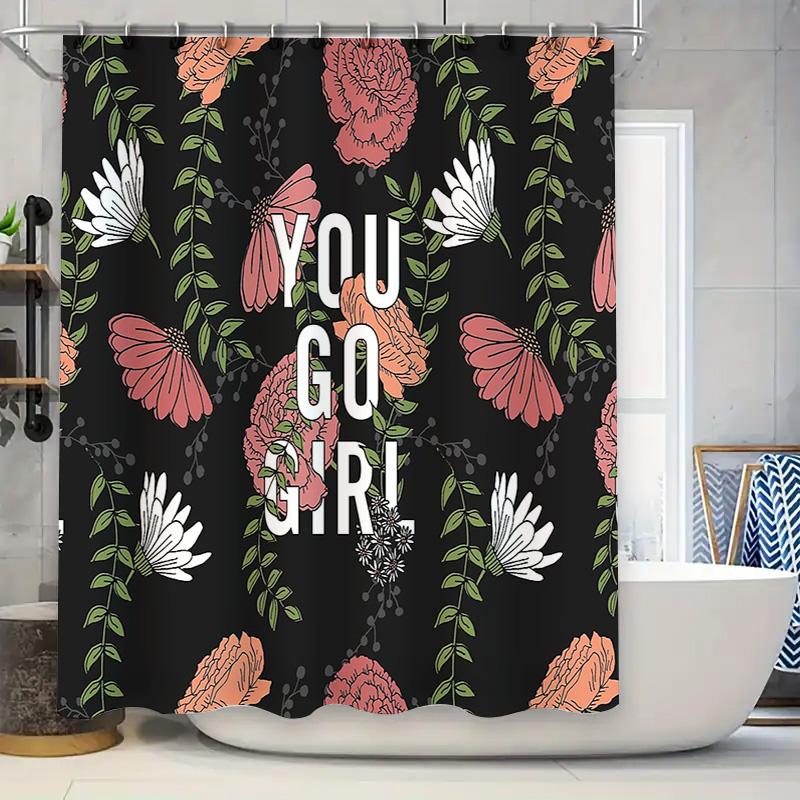

Floral Shower Curtain Botanical Pattern Waterproof Fabric Bathroom Decor Vintage Nature Home Textile Artistic Design Elegant Sty W60H190(CM)-1 Pcs