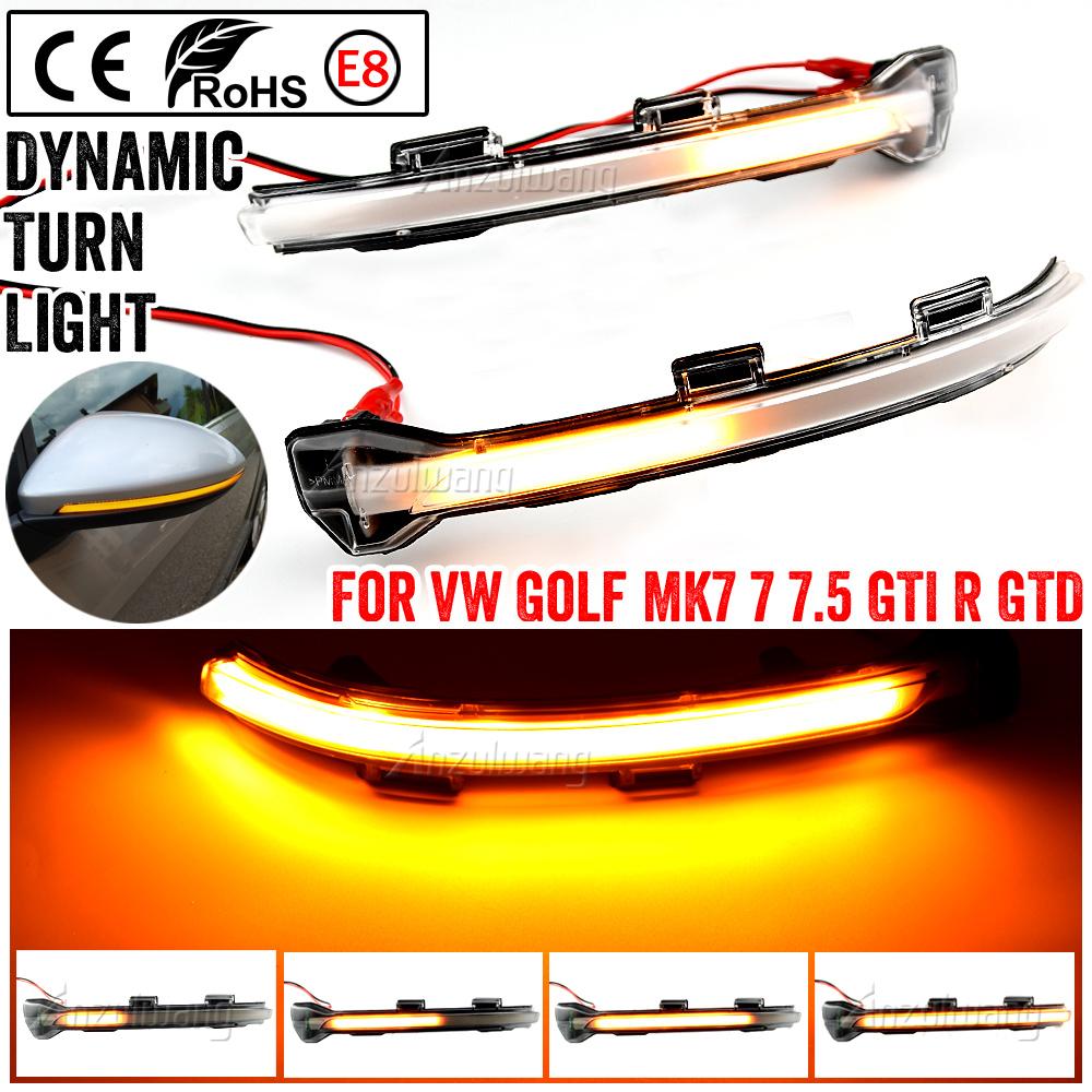 

2 Pieces Side Mirror Indicator Dynamic Blinker LED Turn Signal Light For VW Golf 7 MK7 7.5 GTI R Sportsvan Touran L II Crystal white