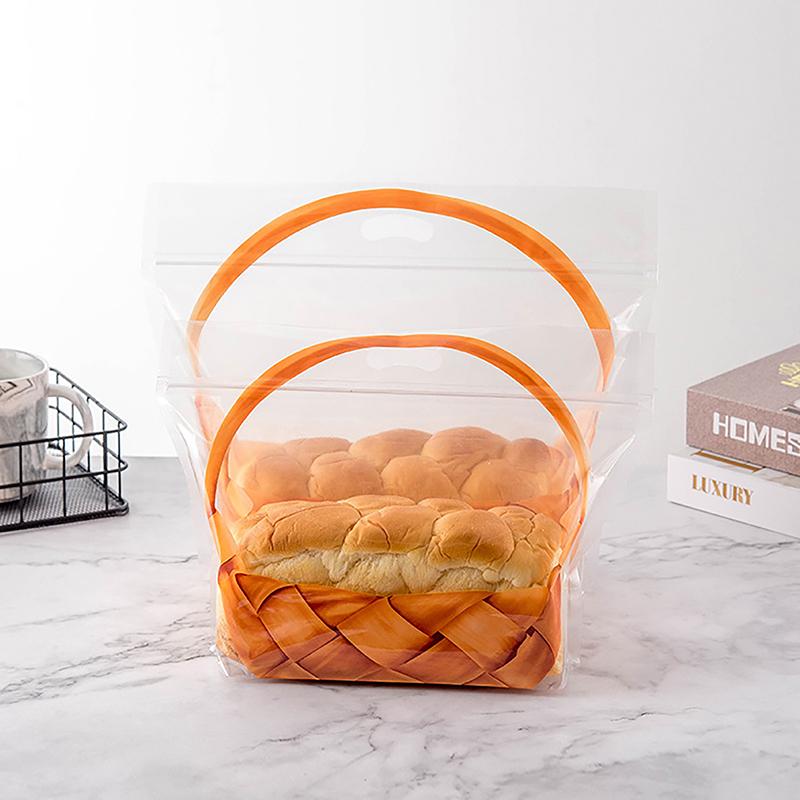 10 Stück Transparente Ziplock-Beutel Groß Transparent Toastbeutel Brothalter Tragbar Selbstklebend Gebäck Lebensmittelverpackung Bäckerei Geschenk