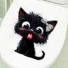 Langlebige Sonnenschutz-Vinyl-Aufkleber Halloween Niedliche Zunge Heraus Schwarze Katze Toilettendeckel-Aufkleber, Cartoon-Kätzchen Heilungsstil Raumdekorationen Badezimmer