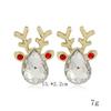 New Trendy Rhinestone Imitation Pearl Snowflake Bell Elk Christmas Hat Stud Earrings For Women Christmas Jewelry Accessories