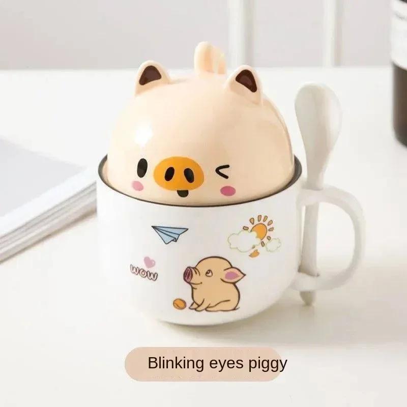 350ml Kawaii Kubek Shiba Inu Uroczy Kreskówkowy Ceramiczny Kubek z Pokrywką i Łyżeczką Kubki na Kawę Mleko Herbatę Śniadaniowe Filiżanki Naczynia do Picia Prezenty
