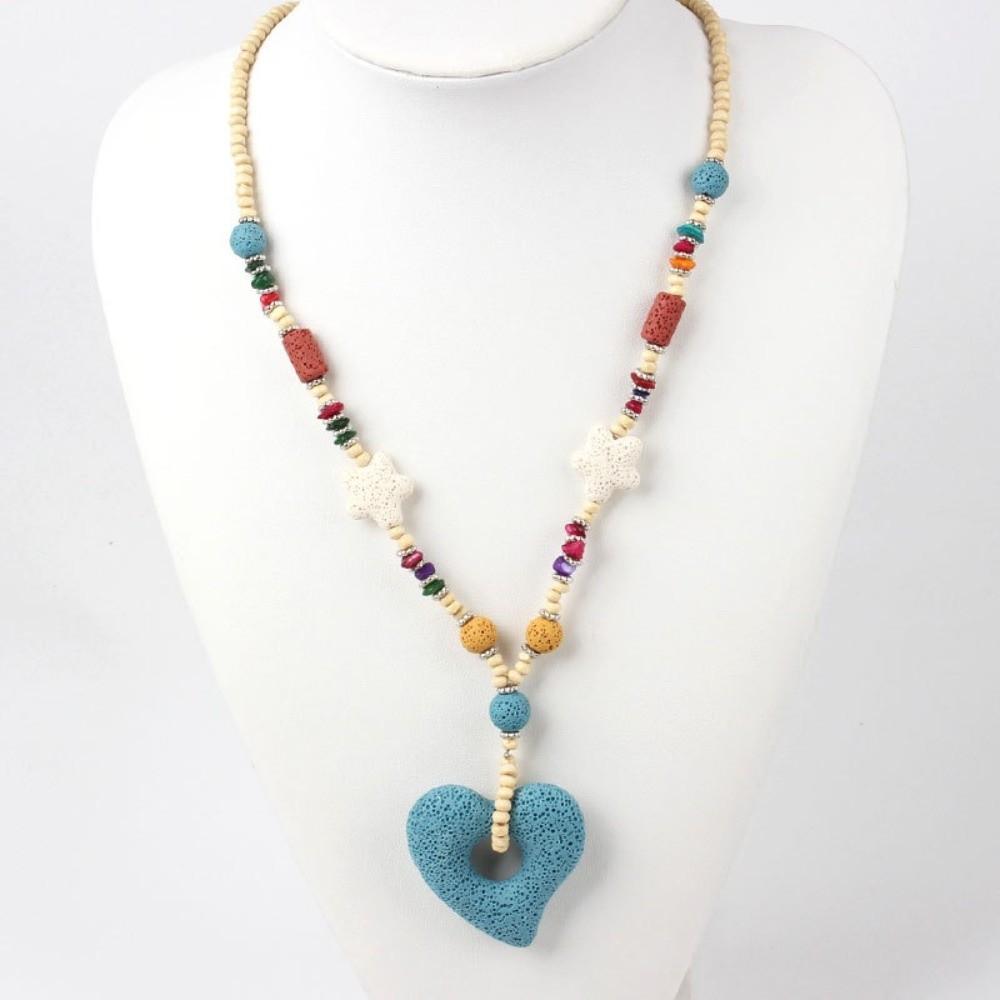 Colorful Volcanic Rock Necklace Adjustable Starfish Clavicle Chain Summer Wear