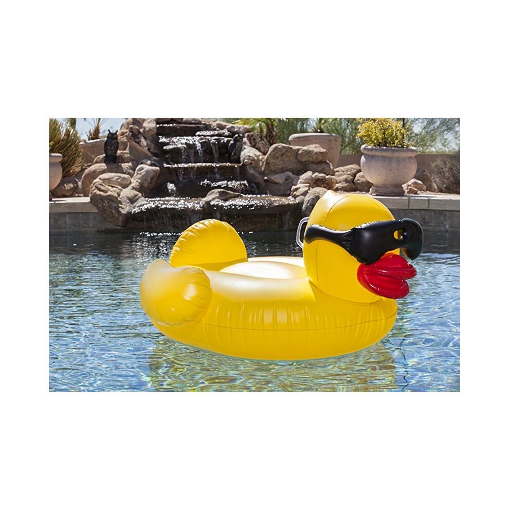 (Gelb) 1 Stück Riesen-Enten-förmiges Schwimmbett, Aufblasbarer Pool-Wasser-Liegestuhl